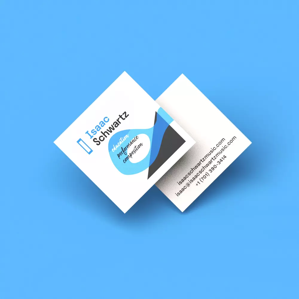 business card design on blue bg